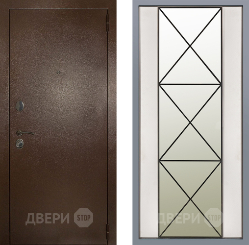Дверь Заводские двери Эталон 3к антик медь Зеркало Перфекто Структурное дерево в Воскресенске