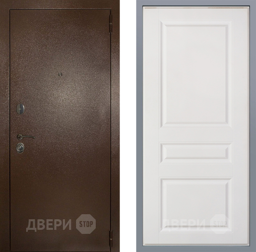Дверь Заводские двери Эталон 3к антик медь Стокгольм Белый софт в Воскресенске