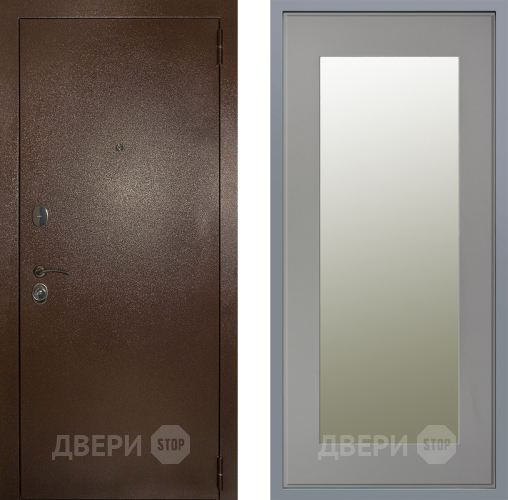 Дверь Заводские двери Эталон 3к антик медь Зеркало Модерн Грей софт в Воскресенске