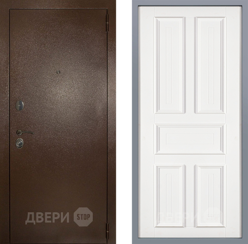 Дверь Заводские двери Эталон 3к антик медь Уругвай Белый софт в Воскресенске