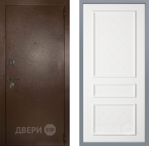 Дверь Заводские двери Эталон 3к антик медь Урбино Белый софт в Воскресенске