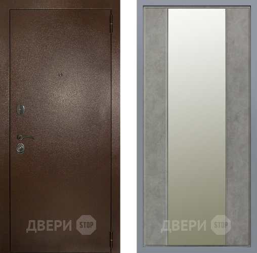 Дверь Заводские двери Эталон 3к антик медь Зеркало Макси Бетон темный в Воскресенске