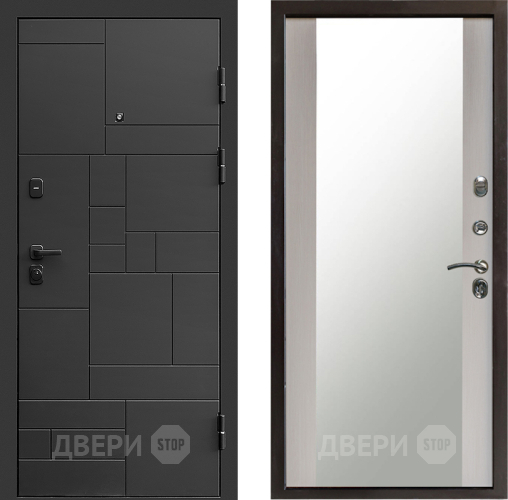 Входная металлическая Дверь Престиж Kvadro Зеркало Лиственница белая в Воскресенске