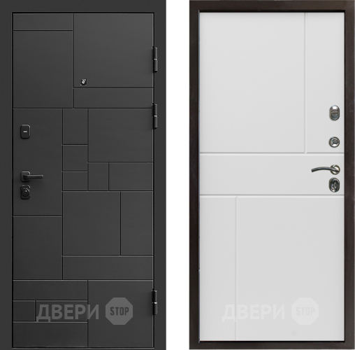 Входная металлическая Дверь Престиж Kvadro Горизонт Бетон белый в Воскресенске