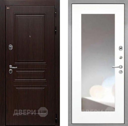 Дверь Интекрон (INTECRON) Брайтон Тиковое Дерево ФЛЗ-120-М Зеркало Белый матовый в Воскресенске
