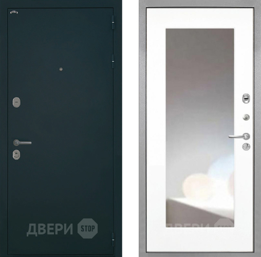 Входная металлическая Дверь Интекрон (INTECRON) Греция ФЛЗ-120-М Зеркало Белый матовый в Воскресенске