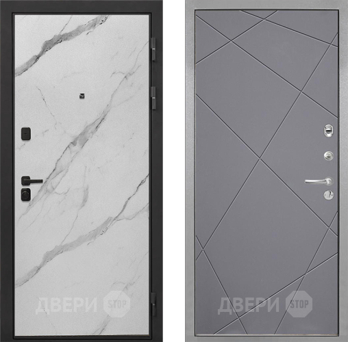 Входная металлическая Дверь Интекрон (INTECRON) Профит Black Мрамор Арктик Лучи-М Графит софт в Воскресенске
