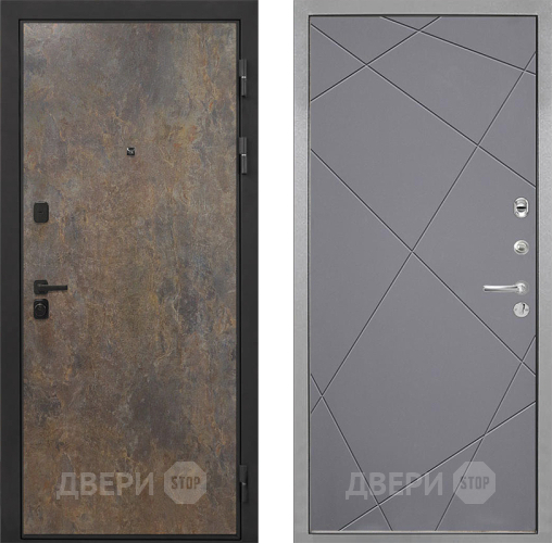 Входная металлическая Дверь Интекрон (INTECRON) Профит Black Гранж Лучи-М Графит софт в Воскресенске