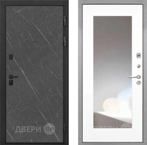 Входная металлическая Дверь Интекрон (INTECRON) Профит Black Гранит Лава Оникс ФЛЗ-120-М Зеркало Белый матовый в Воскресенске