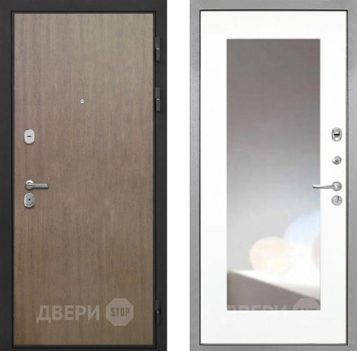 Дверь Интекрон (INTECRON) Гектор Венге Коричневый ФЛЗ-120-М Зеркало Белый матовый в Воскресенске