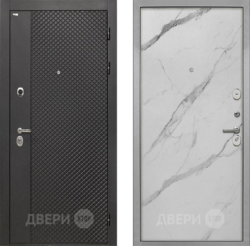 Входная металлическая Дверь Интекрон (INTECRON) Олимпия Black 4К Гладкая Мрамор натуральный арктик в Воскресенске