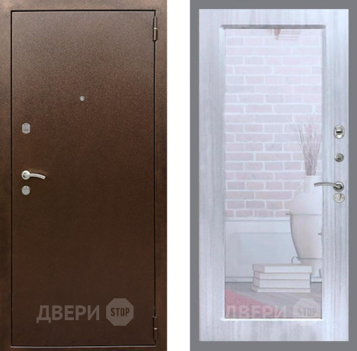 Дверь Рекс (REX) 1А Медный Антик Зеркало Пастораль Сандал белый в Воскресенске