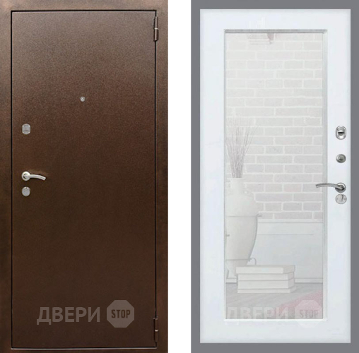 Входная металлическая Дверь Рекс (REX) 1А Медный Антик Зеркало Пастораль Силк Сноу в Воскресенске