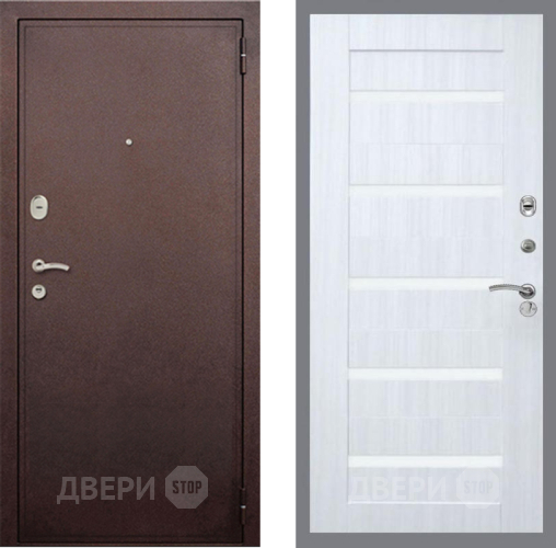 Входная металлическая Дверь Рекс (REX) 2 Медный Антик СБ-14 стекло белое Сандал белый в Воскресенске