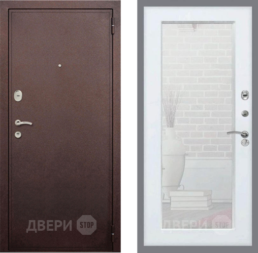 Входная металлическая Дверь Рекс (REX) 2 Медный Антик Зеркало Пастораль Белый ясень в Воскресенске