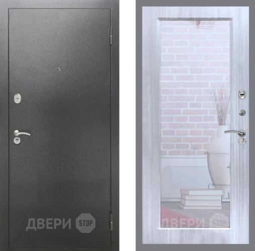 Входная металлическая Дверь Рекс (REX) 2А Серебро Антик Зеркало Пастораль Сандал белый в Воскресенске