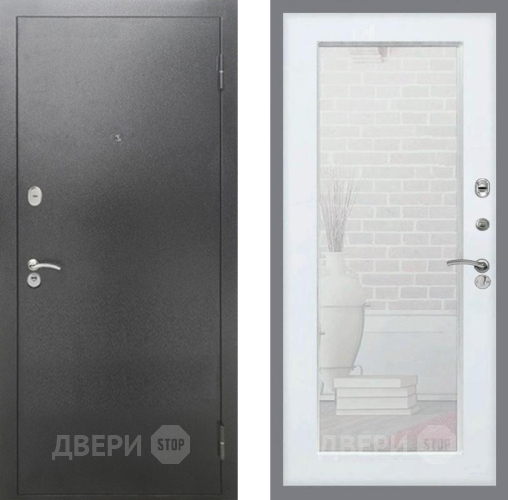 Входная металлическая Дверь Рекс (REX) 2А Серебро Антик Зеркало Пастораль Силк Сноу в Воскресенске