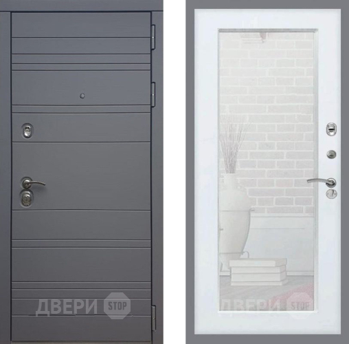 Входная металлическая Дверь Рекс (REX) 14 силк титан Зеркало Пастораль Силк Сноу в Воскресенске