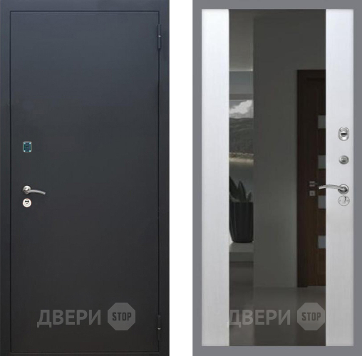 Входная металлическая Дверь Рекс (REX) 1A Черный Муар СБ-16 с Зеркалом Лиственница беж в Воскресенске