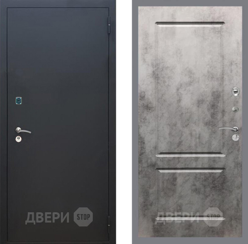Входная металлическая Дверь Рекс (REX) 1A Черный Муар FL-117 Бетон темный в Воскресенске