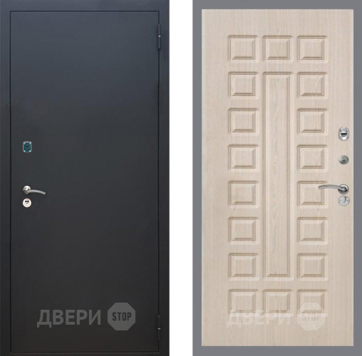Входная металлическая Дверь Рекс (REX) 1A Черный Муар FL-183 Беленый дуб в Воскресенске