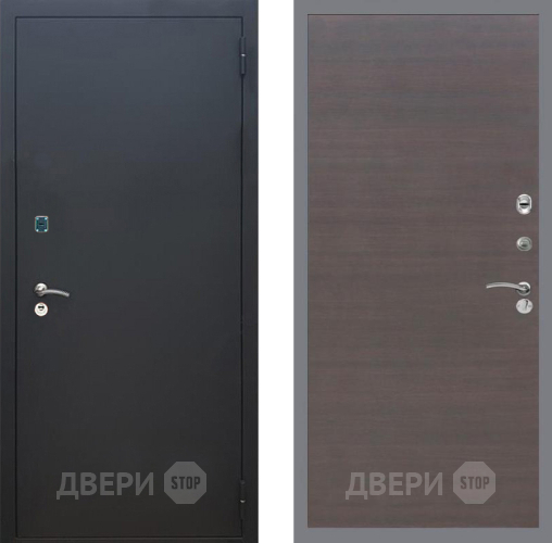 Входная металлическая Дверь Рекс (REX) 1A Черный Муар GL венге поперечный в Воскресенске