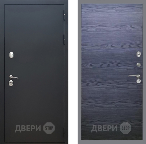 Входная металлическая Дверь Рекс (REX) 5 Черный Муар GL Дуб тангенальный черный в Воскресенске