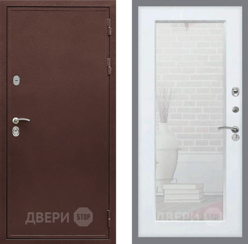 Входная металлическая Дверь Рекс (REX) 5А Зеркало Пастораль Белый ясень в Воскресенске