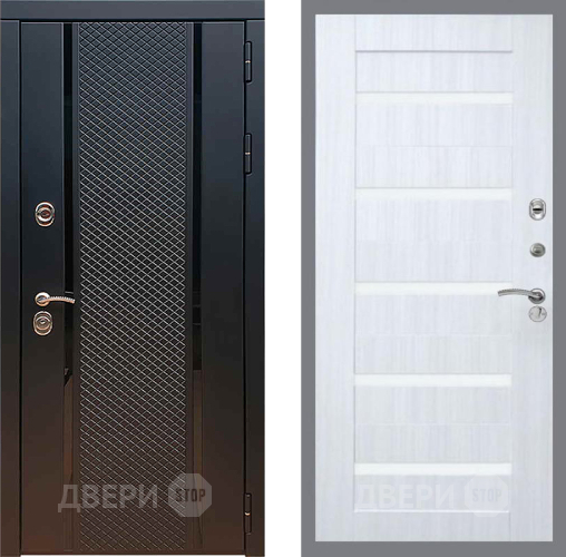 Входная металлическая Дверь Рекс (REX) 25 СБ-14 стекло белое Сандал белый в Воскресенске