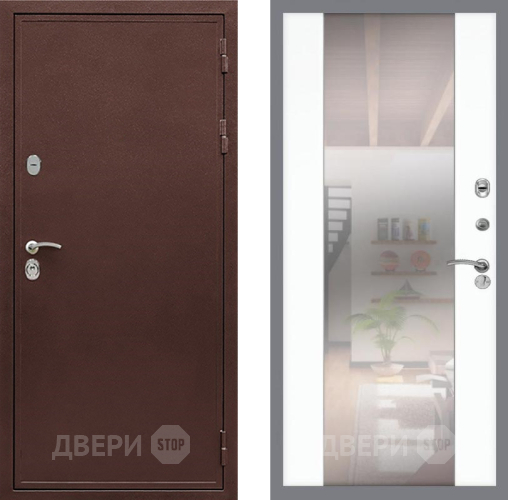 Дверь Рекс (REX) 5 металл 3 мм СБ-16 Зеркало Силк Сноу в Воскресенске