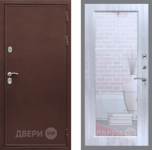Входная металлическая Дверь Рекс (REX) 5 металл 3 мм Зеркало Пастораль Сандал белый в Воскресенске